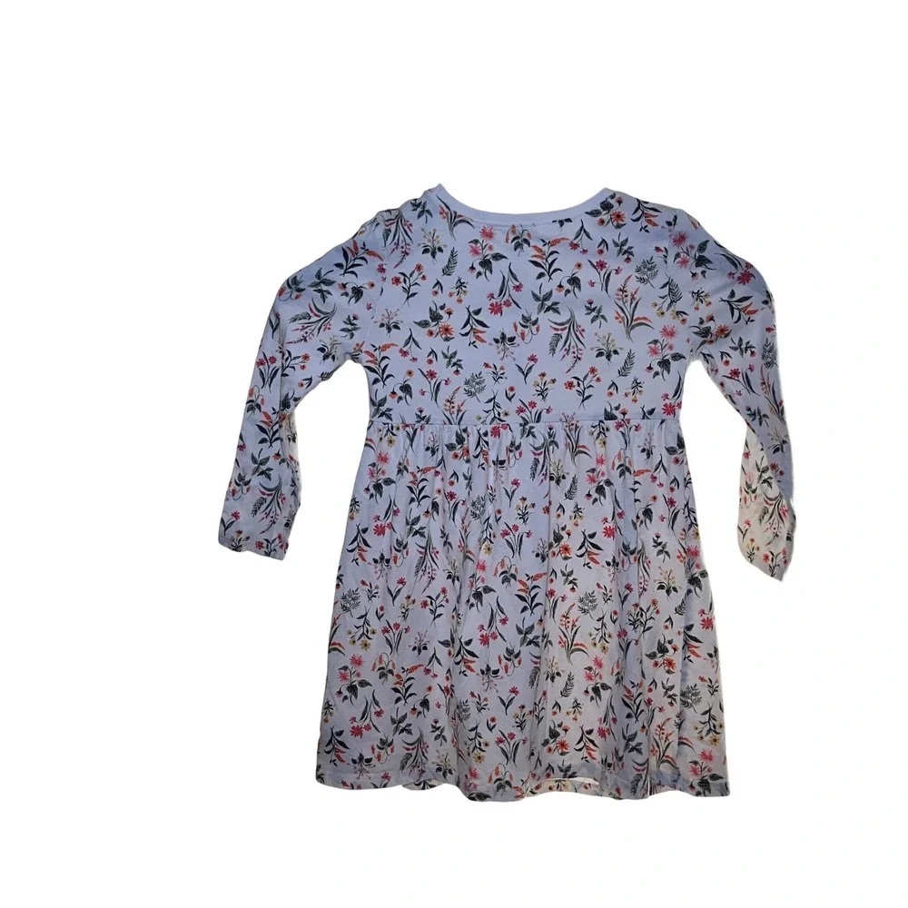 Old Navy Girls Size 5T Floral Long Sleeve Dress White Pink Orange Green Dress